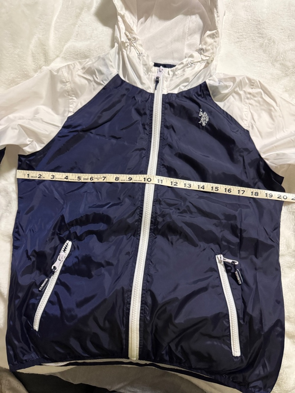 U.S. Polo Assn. Navy and White Kids' Hooded Raincoat